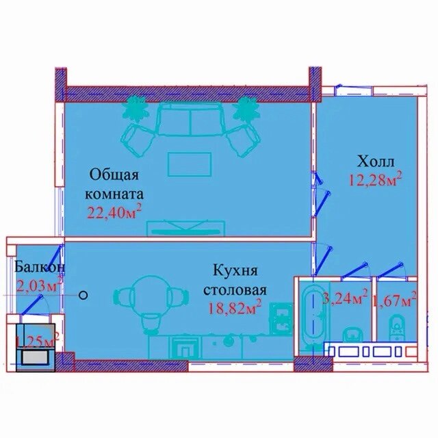 1-комнатная квартира в Душанбе, Исмоили Сомони — фото 11