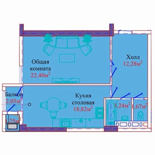 1-комнатная квартира в Душанбе, Исмоили Сомони — фото 11